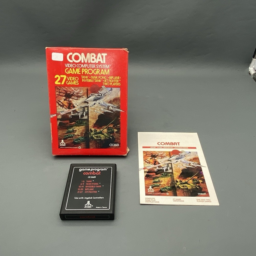Combat (Atari 2600) Picture Label Game Cart w/ Box/ Instruction Program